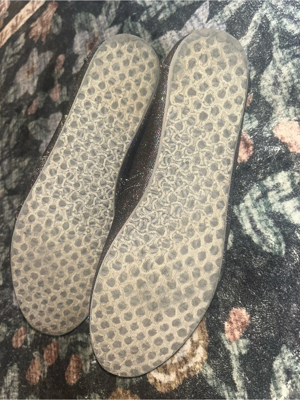 TOMS Kids Glitter Slip-On Moccasins in Iridescent Black